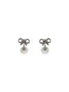 Self-portrait Crystal Bow Pearl Jacket Earrings
