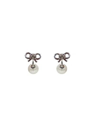 Self-portrait Crystal Bow Pearl Jacket Earrings