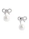 Self-portrait Crystal Bow Pearl Jacket Earrings