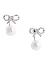 Self-portrait Crystal Bow Pearl Jacket Earrings