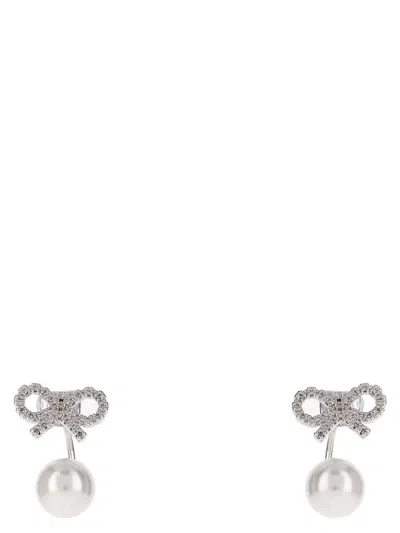 SELF-PORTRAIT SELF-PORTRAIT 'CRYSTAL BOW PEARL JACKET' EARRINGS