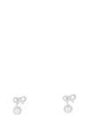 Self-portrait Crystal Bow Pearl Jacket Earrings In Gray