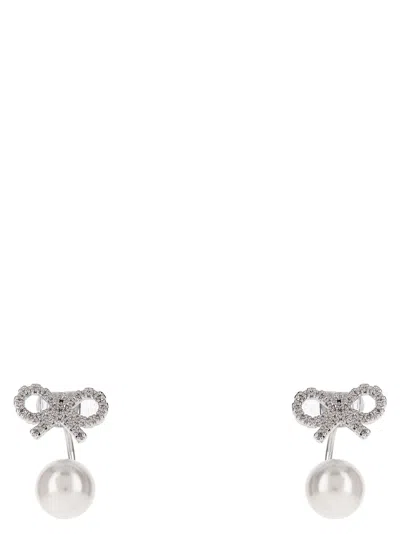 Self-portrait Crystal Bow Pearl Jacket Jewelry Silver