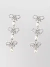 Self-portrait Crystal Bow Pearl Tiered Earrings