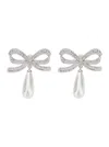 Self-portrait 'crystal Bow' Silver-colored Earrings With Pendant And Rhinestone Decorations In Silver