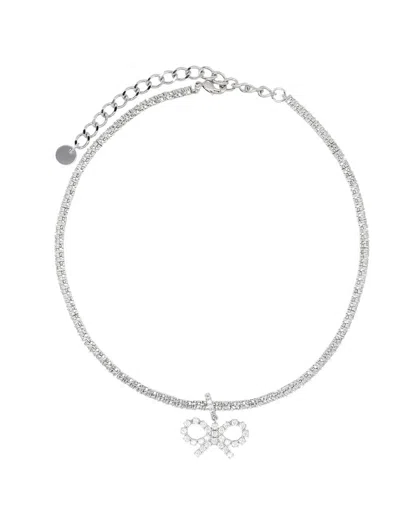 SELF-PORTRAIT SELF-PORTRAIT CRYSTAL BOW TENNIS NECKLACE