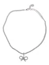 Self-portrait Crystal Bow Tennis Necklace In Metallic