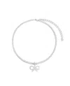 Self-portrait Tennis Necklace With Bow Pendant In Silver