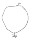 Self-portrait Crystal Bow Tennis Necklace In Metallic