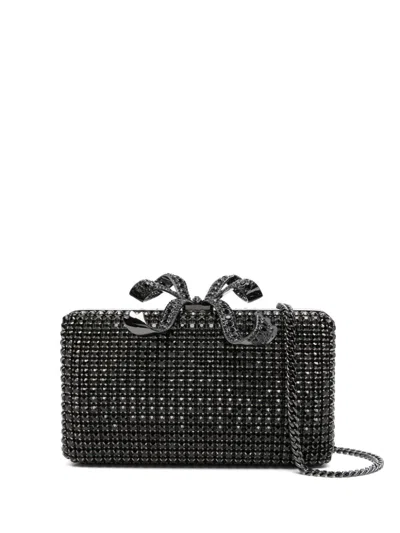 Self-portrait Crystal Box Clutch Bag In Black