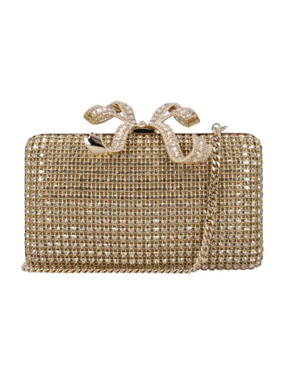 Self-portrait Crystal Box Clutch In Gold