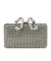 Self-portrait Crystal-embellished Box Clutch Bag In Gray