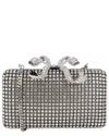 Self-portrait Crystal-embellished Box Clutch Bag In Silver