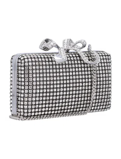 Self-portrait Crystal Box Clutch In Silver