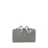 Self-portrait Crystal-embellished Box Clutch Bag In Silver