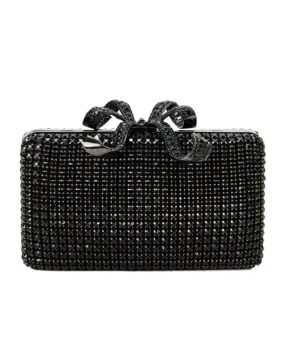 Self-portrait Crystal Box-shaped Clutch In Black