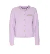 Self-portrait Lilac Crystal Trim Knit Cardigan In Purple