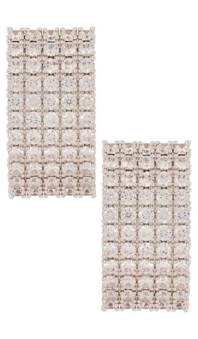 Self-portrait Crystal Chainmail Earrings In 실버