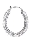 Self-portrait Multi Crystal Choker In Metallic