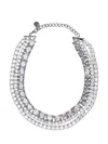 Self-portrait Multi Crystal Choker In Metallic