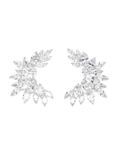 Self-portrait Crystal Cuff Earrings In Metallic