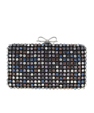 Self-portrait Crystal-decorated Mini Clutch In Black