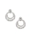Self-portrait Crystal Double Hoop Clip On Earrings In Silver