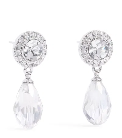 Self-portrait Crystal Drop Earrings In Metallic