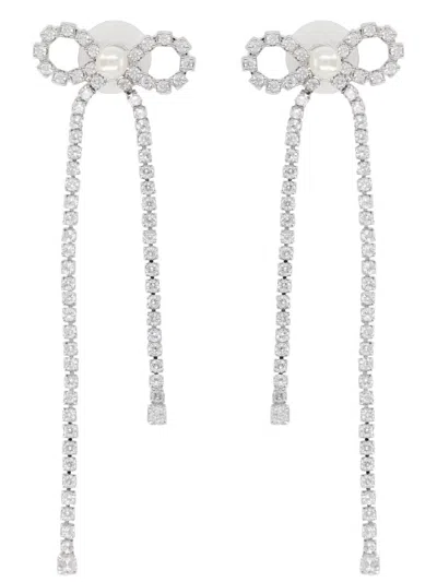 Self-portrait "crystal Droplet Bow" Earrings In Silver