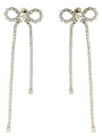 Self-portrait Crystal Droplet Bow Earrings In Gold