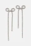 Self-portrait Crystal Droplet Bow Earrings In Silver