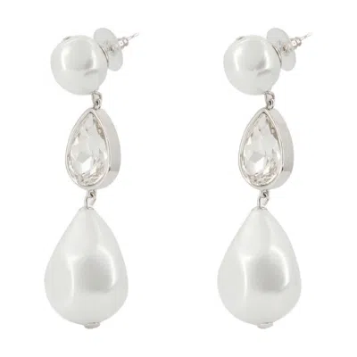Self-portrait Crystal Droplet Earrings In White