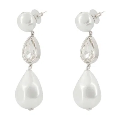 Self-portrait Crystal Droplet Earrings In Metallic