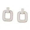 Self-portrait Crystal Square Earrings In Metallic