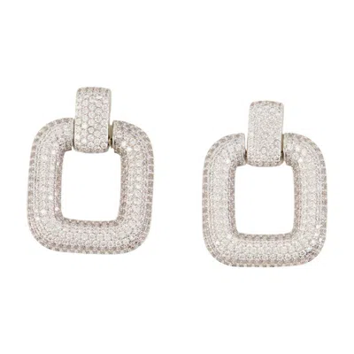 Self-portrait Crystal Earrings In Metallic
