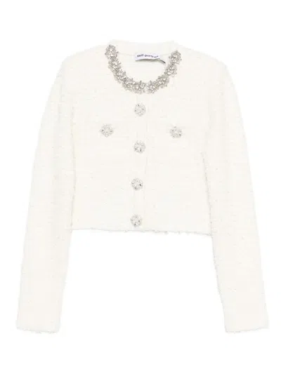 SELF-PORTRAIT SELF-PORTRAIT CRYSTAL EMBELLISHED BEIGE SWEATER