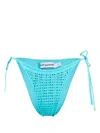 Self-portrait Bikini Bottom With All-over Crystal Embellishment In Light-blue Polyamide Woman In Blue