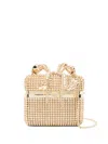 Self-portrait Crystal-embellished Bow-detail Mini Bag In Gold