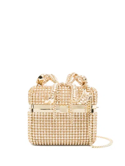 Self-portrait Crystal-embellished Bow-detail Mini Bag In Yellow