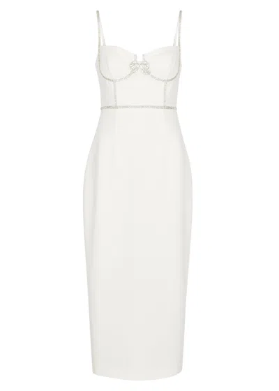 Self-portrait Crystal-embellished Bow Midi Dress In White