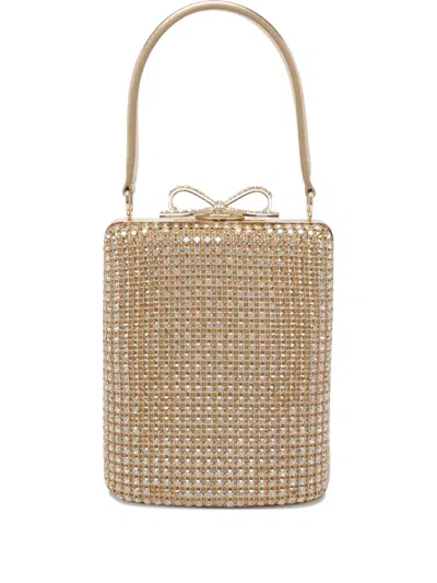 Self-portrait Crystal-embellished Bow Mini Bag In Gold