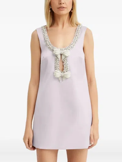 Self-portrait Crystal-embellished Bow Mini Dress In Pink