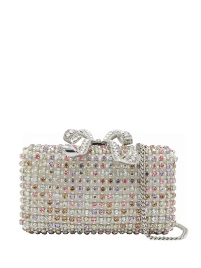 Self-portrait Crystal-embellished Bow Shoulder Bag In White
