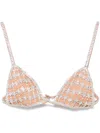 Self-portrait Crystal Chainmail Bralette With Sheer Triangle Cups In 银色