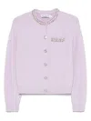 Self-portrait Womens Round-neck Crystal-embellished Knit Cardigan Lilac