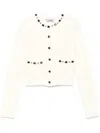 Self-portrait Crystal-embellished Cardigan In Neutrals