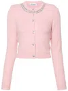 Self-portrait Crystal-embellished Cardigan In Pink