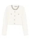 Self-portrait Crystal Embellished Cardigan In White
