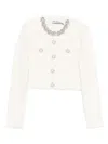 Self-portrait Crystal Embellished Cardigan In White