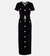 Self-portrait Womens Black Crystal-embellished Lace-trim Chenille-knit Midi Dress In Black